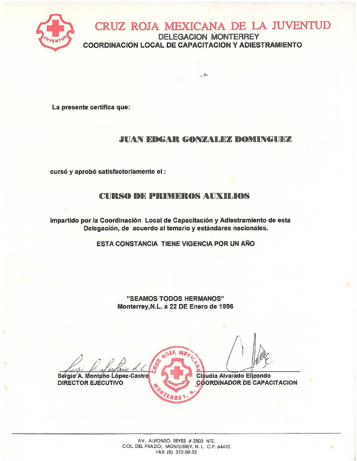 Primera página: Primeros auxilios, 1996.