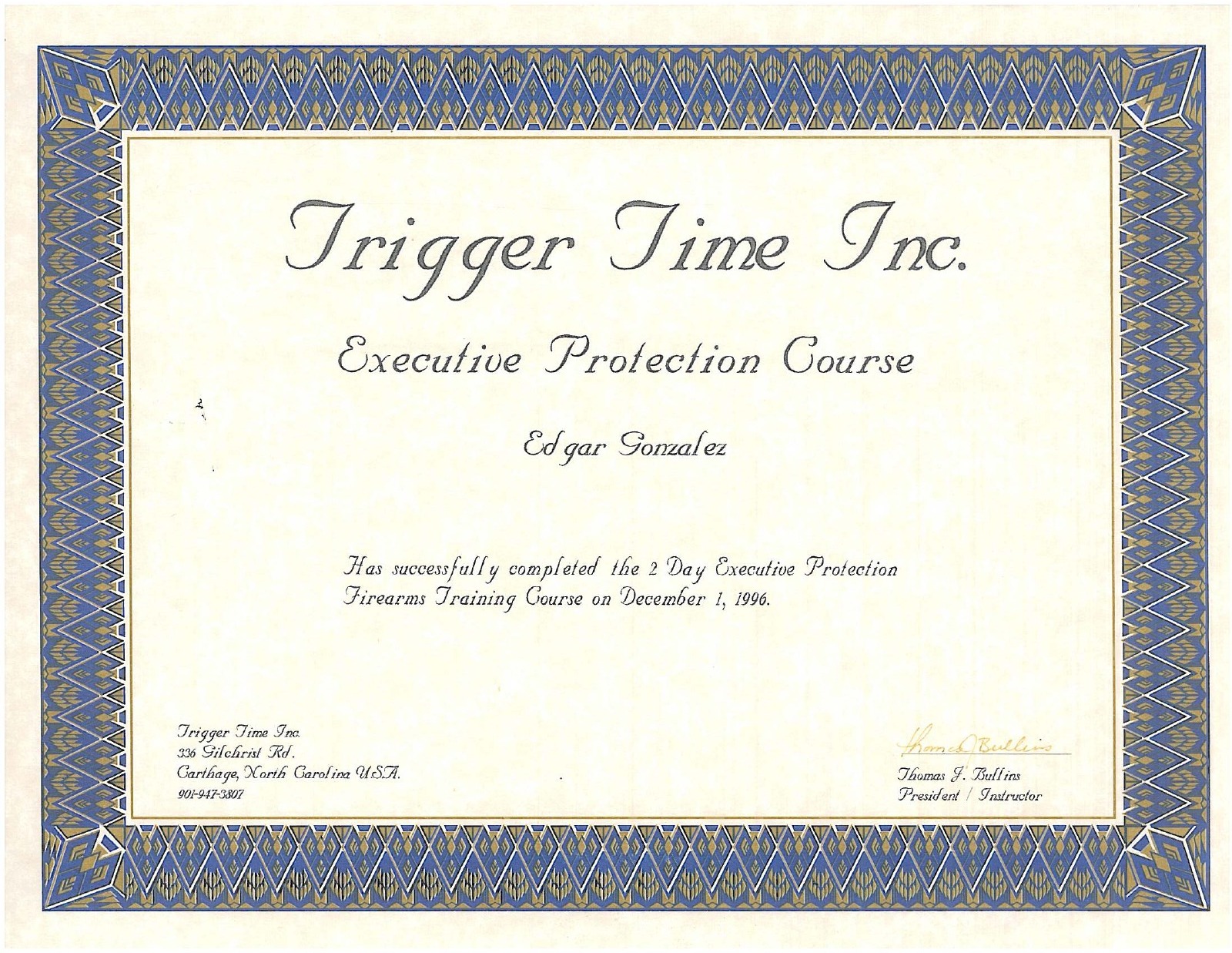 Primera página: Protección ejecutiva, 1996.