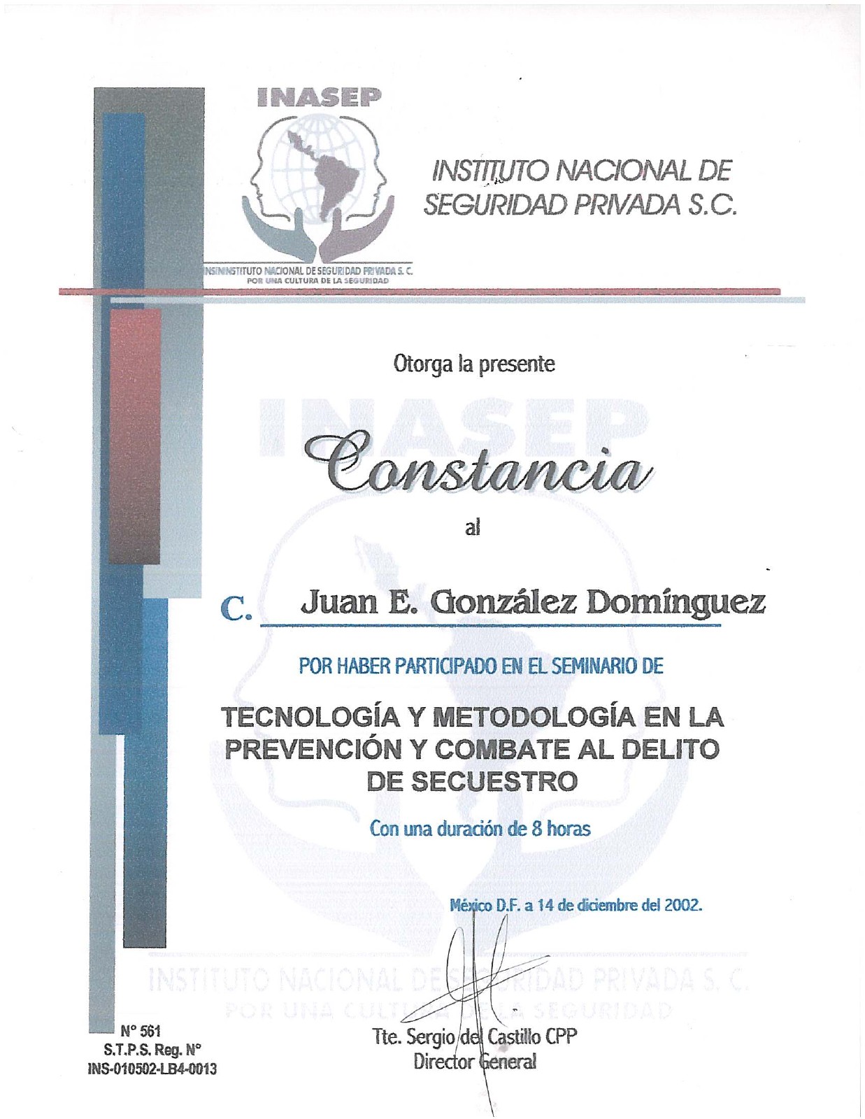 Primera página: Prevención y combate al secuestro, 2002.