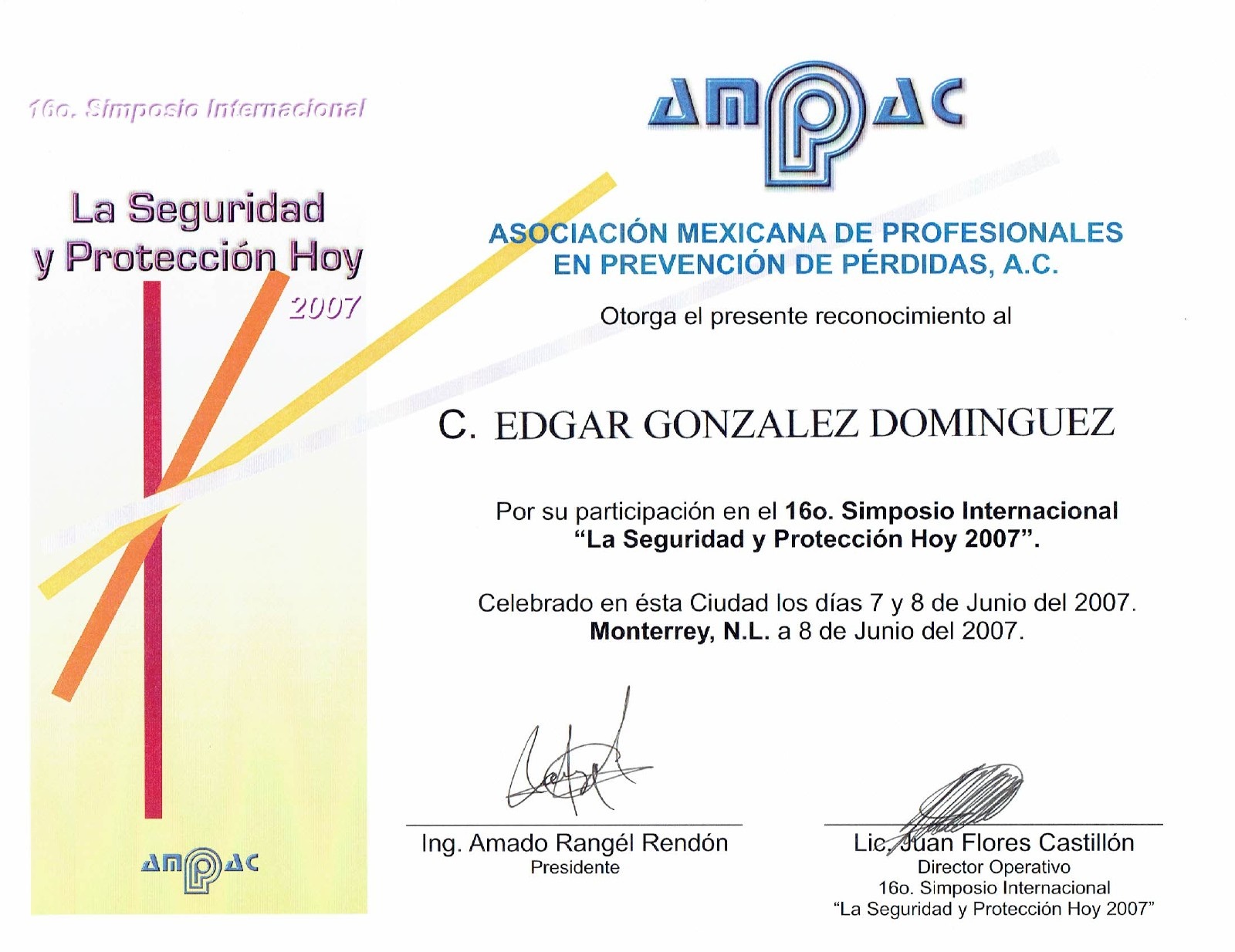 Primera página: La Seguridad y Protección Hoy 2007, 2007.
